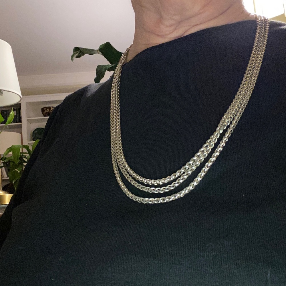 David Yurman Rare 72” Sterling Silver Wheat Chain Necklace